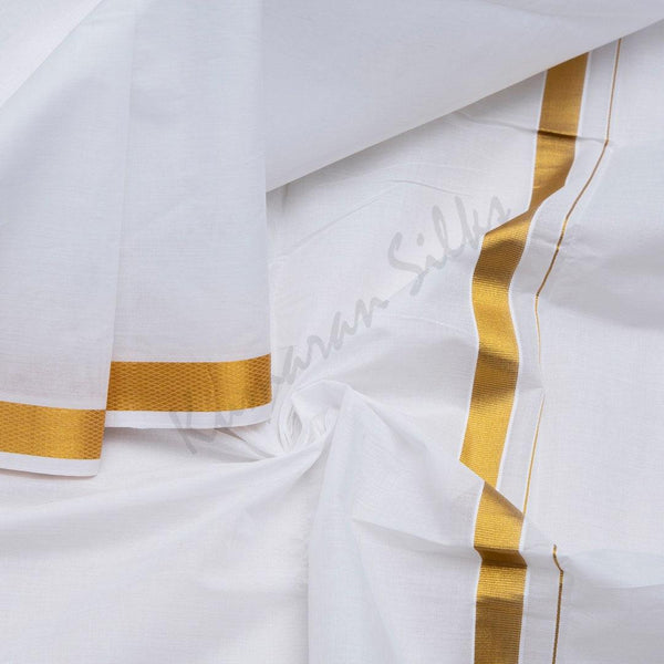 9 x 5 White Cotton Dhoti 02 - Kumaran Silks