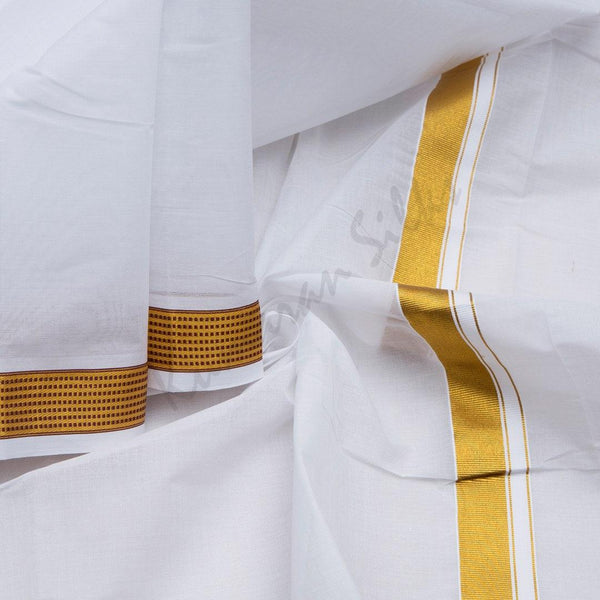9 x 5 White Cotton Dhoti 03 - Kumaran Silks