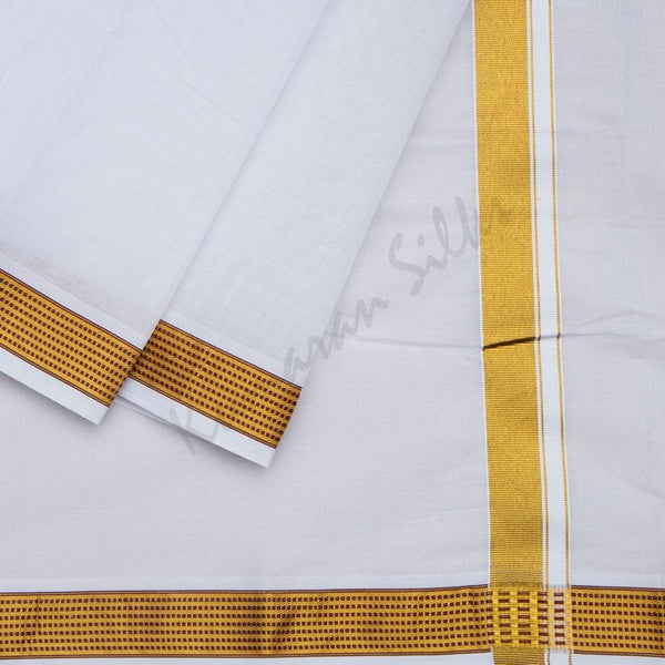 9 x 5 White Cotton Dhoti 03 - Kumaran Silks