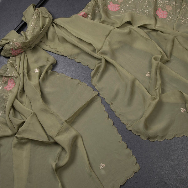 Mul Cotton Pista Green Unstitched Salwar Material With Dupatta