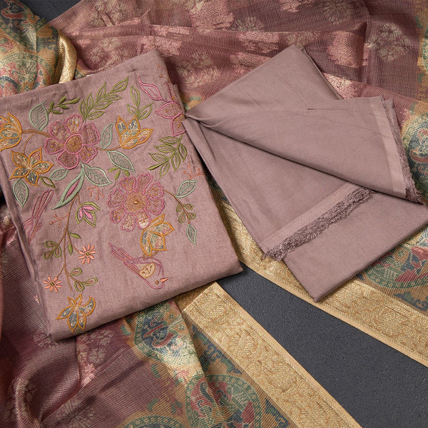 Mul Cotton Onion Pink Unstitched Salwar Material With Dupatta