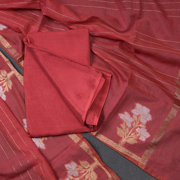 Mul Cotton Blush Pink Unstitched Salwar Material With Dupatta