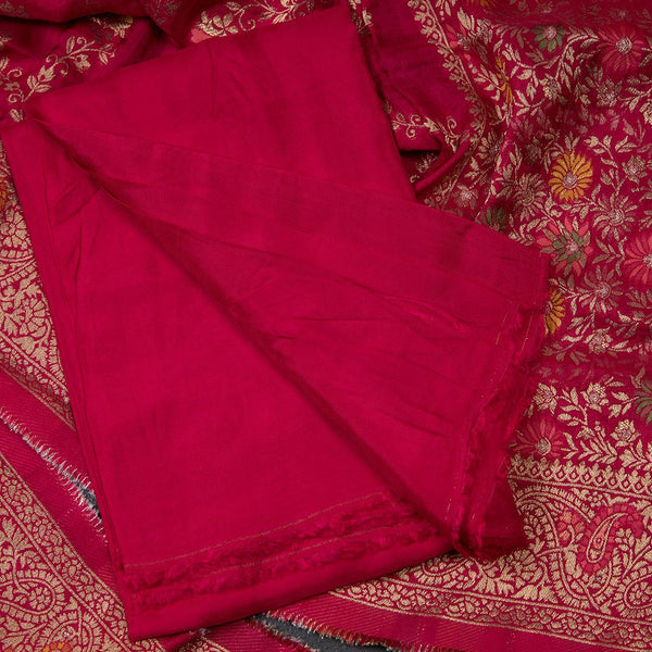 Mul Cotton Magenta Pink Unstitched Salwar Material With Dupatta