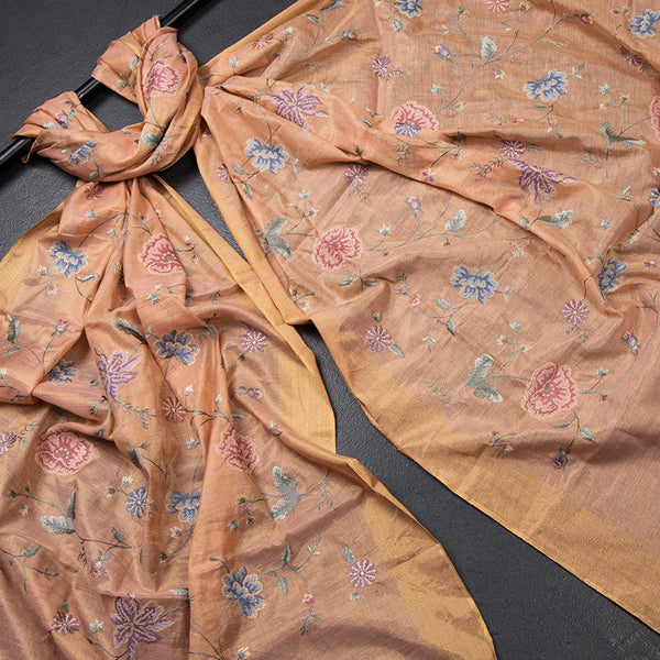 Mul Cotton Peach Unstitched Salwar Material With Dupatta