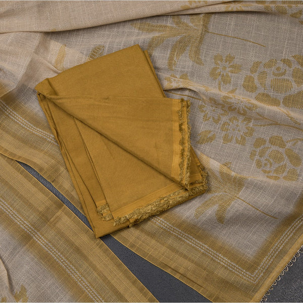 Mul Cotton Golden Brown Unstitched Salwar Material With Dupatta 02