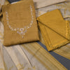 Mul Chanderi Golden Brown Unstitched Salwar Material With Dupatta 02