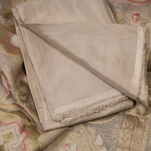 Mul Cotton Cream Unstitched Salwar Material With Dupatta 02