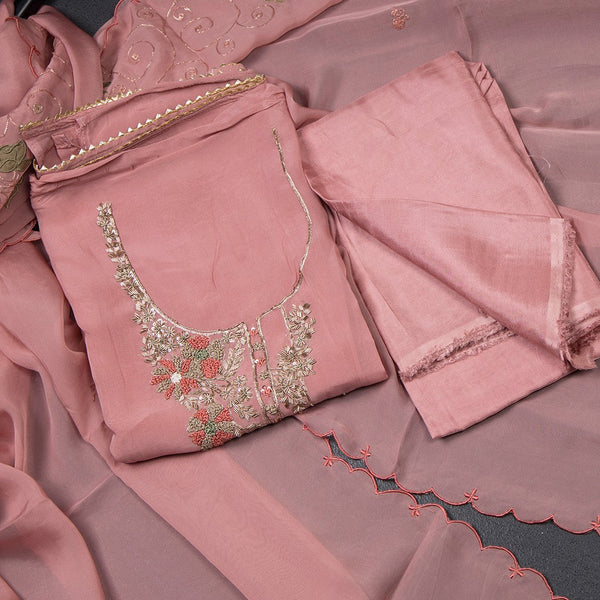 Mul Cotton Onion Pink Unstitched Salwar Material With Dupatta 03