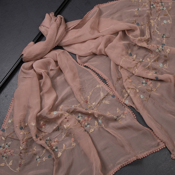 Mul Chanderi Light Onion Pink Unstitched Salwar Material With Dupatta