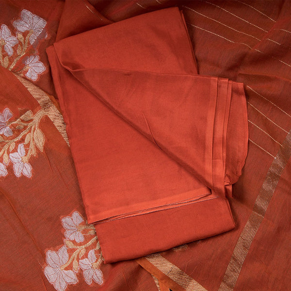 Mul Cotton Fanta Orange Unstitched Salwar Material With Dupatta