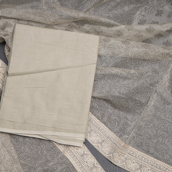 Mul Chanderi Very Light Pista Green Unstitched Salwar Material With Dupatta