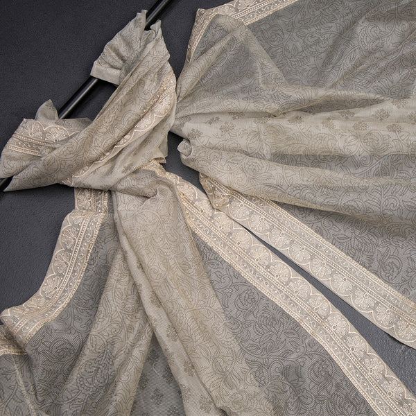 Mul Chanderi Very Light Pista Green Unstitched Salwar Material With Dupatta