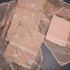 Mul Chanderi Peach Unstitched Salwar Material With Dupatta