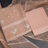 Mul Chanderi Peach Unstitched Salwar Material With Dupatta