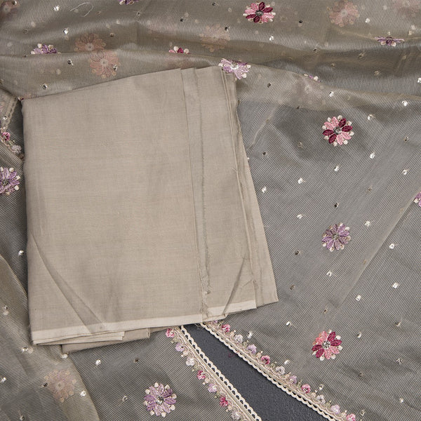 Mul Chanderi Pista Green Unstitched Salwar Material With Dupatta 05