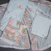 Silk Cotton Light Blue Unstitched Salwar Material With Dupatta