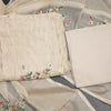 Raw Silk Cream Unstitched Salwar Material With Dupatta