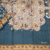 Modal Silk Dark Teal Blue Floral Printed Saree