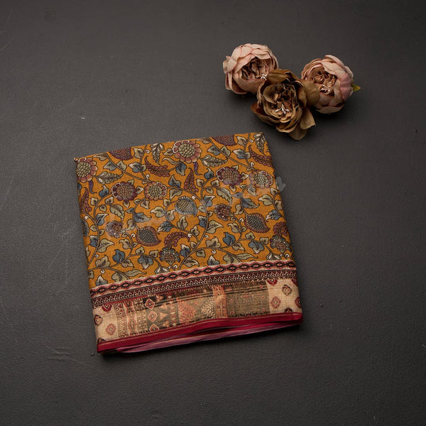 Modal Silk Mango Yellow Floral Printed Saree