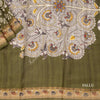 Modal Silk Olive Green Floral Printed Saree 02