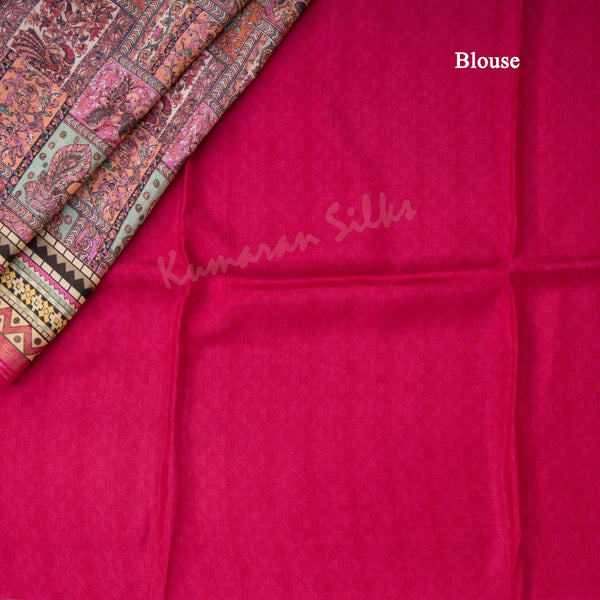 Modal Silk Pink Printed Saree With Box Design