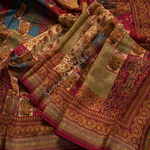 Modal Silk Sandal Floral Printed Saree 02