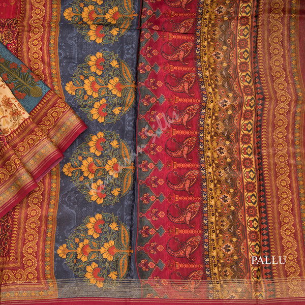 Modal Silk Sandal Floral Printed Saree 02