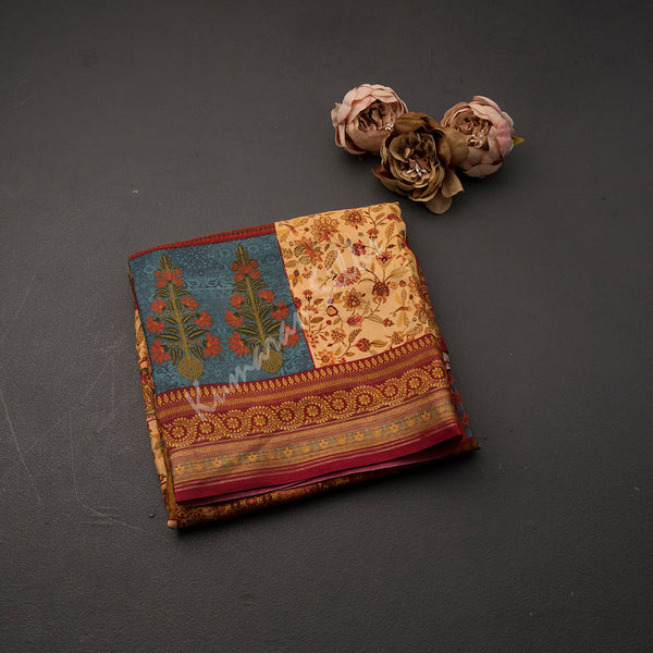 Modal Silk Sandal Floral Printed Saree 02