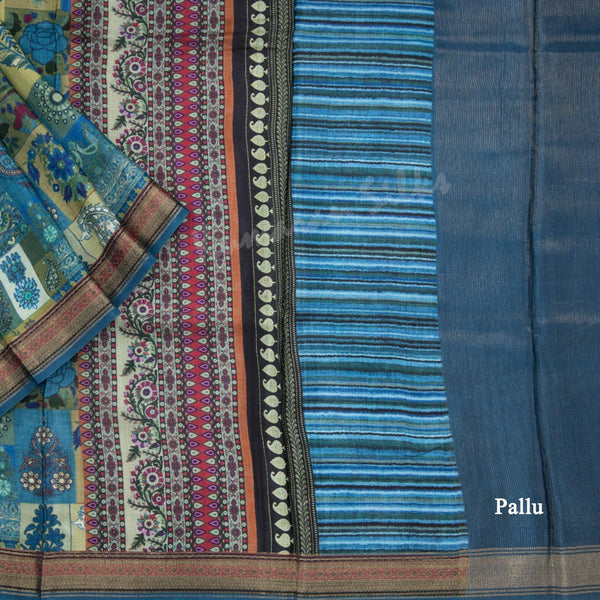 Modal Silk Blue Floral Printed Saree