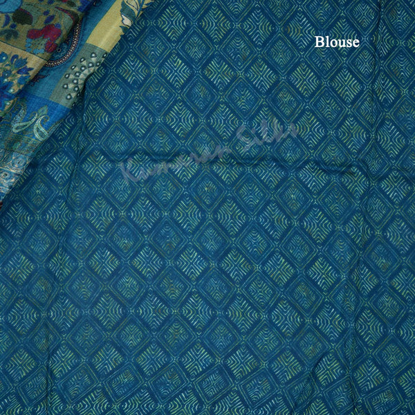 Modal Silk Blue Floral Printed Saree