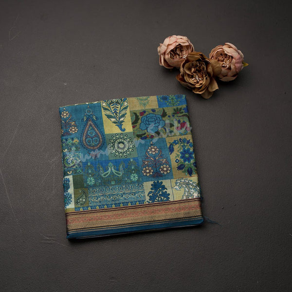 Modal Silk Blue Floral Printed Saree