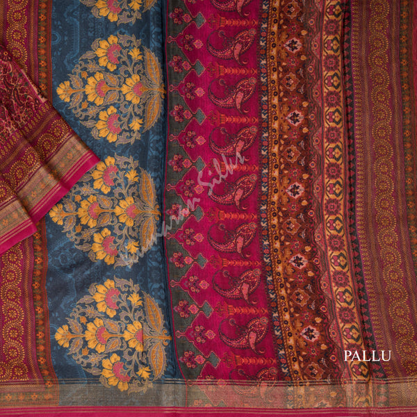 Modal Silk Light Peach Floral Printed Saree