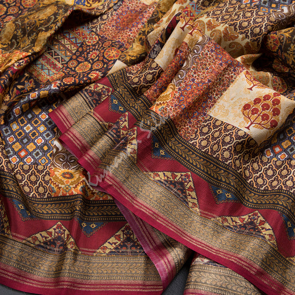 Modal Silk Multi Colour Floral Printed Saree 02