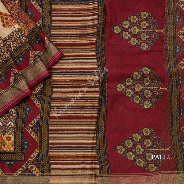 Modal Silk Multi Colour Floral Printed Saree 02