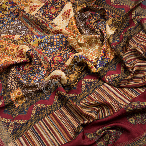 Modal Silk Multi Colour Floral Printed Saree 02