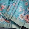 Semi Raw Silk Sky Blue Printed Saree