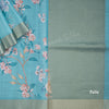 Semi Raw Silk Sky Blue Printed Saree