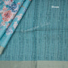 Semi Raw Silk Sky Blue Printed Saree