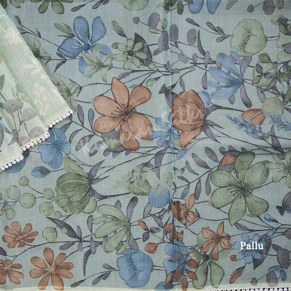 Kota Light Green Thread Embroidered Saree 02