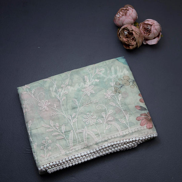 Kota Light Green Thread Embroidered Saree 02