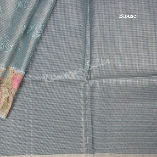 Kota Light Blue Thread Embroidered Saree