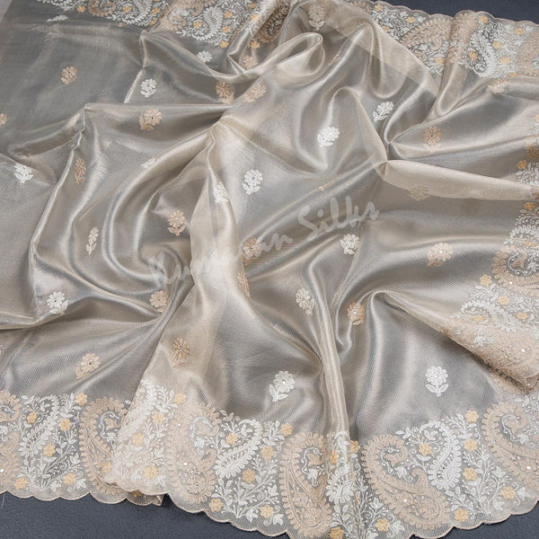 Kota Tissue Gold Thread Embroidered Saree