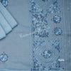 Semi Linen Light Blue Thread Embroidered Saree