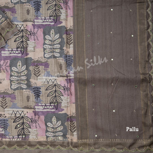 Semi Raw Silk Multi Colour Printed With Mirror Work Saree