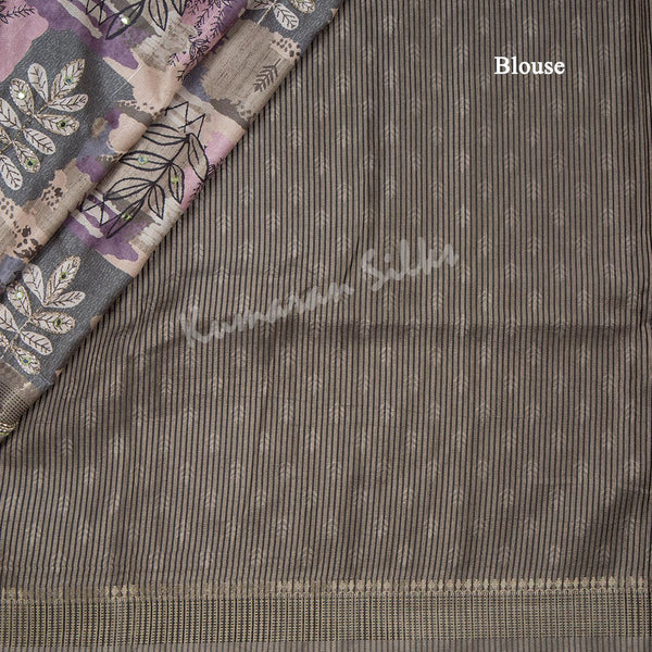 Semi Raw Silk Multi Colour Printed With Mirror Work Saree