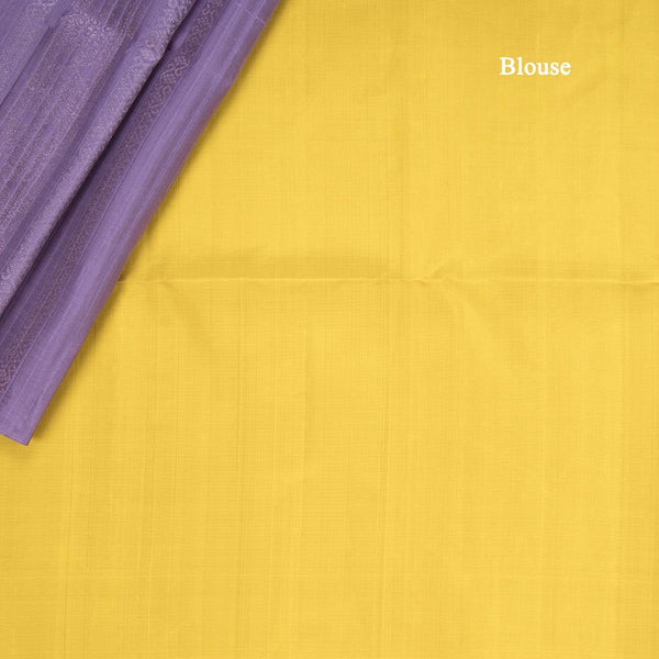 Light Purple Borderless Soft Silk Saree With Copper And Silver Zari Design