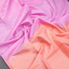 Light Pink Borderless Soft Silk Saree With Floral Zig Zag Design In Gold And Silver Zari