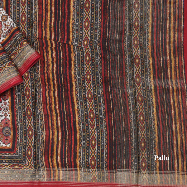 Modal Silk Cream Floral Printed Saree