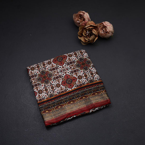 Modal Silk Cream Floral Printed Saree