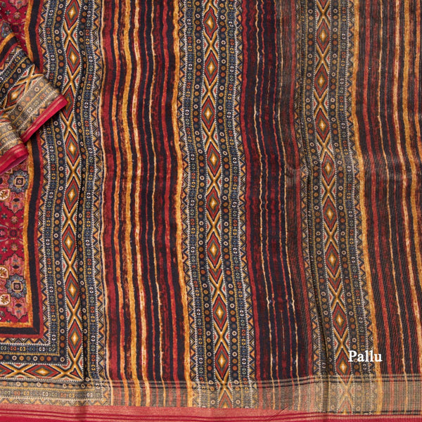 Modal Silk Red Floral Printed Saree